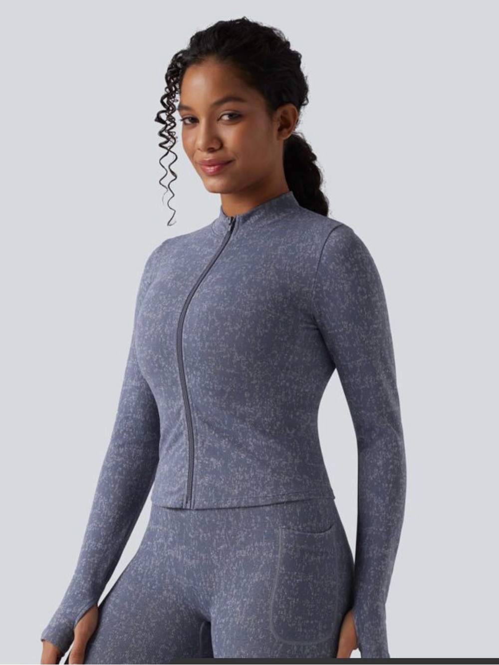 Halara OneForm Seamless Flow Zipper Yoga Jacket – Textured Purple